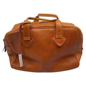 Innue Orange Leather Tote Bag